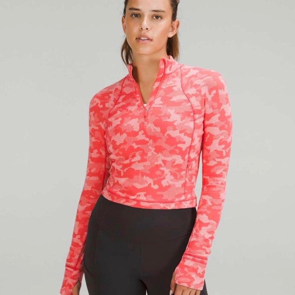 Lululemon Athletica Coral Camo Long Sleeve Top
